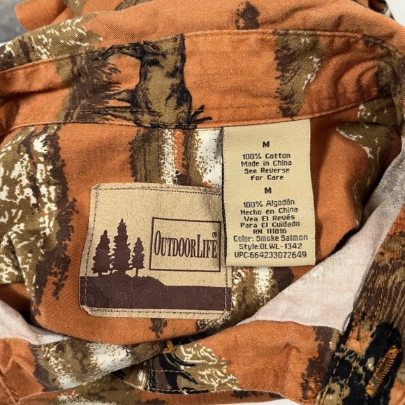 Outdoor Life Men's Elk Theme Button Down Long Sleeve 100% Cotton Sz Medium - Picture 8 of 10